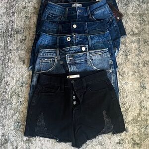 Zara Black Distressed Denim Shorts